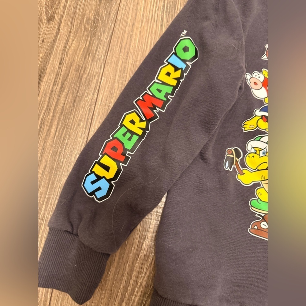 Super Mario Bros Boys Pullover Crewneck Sweatshirt Gray Size 8-9 Years - Picture 5 of 5